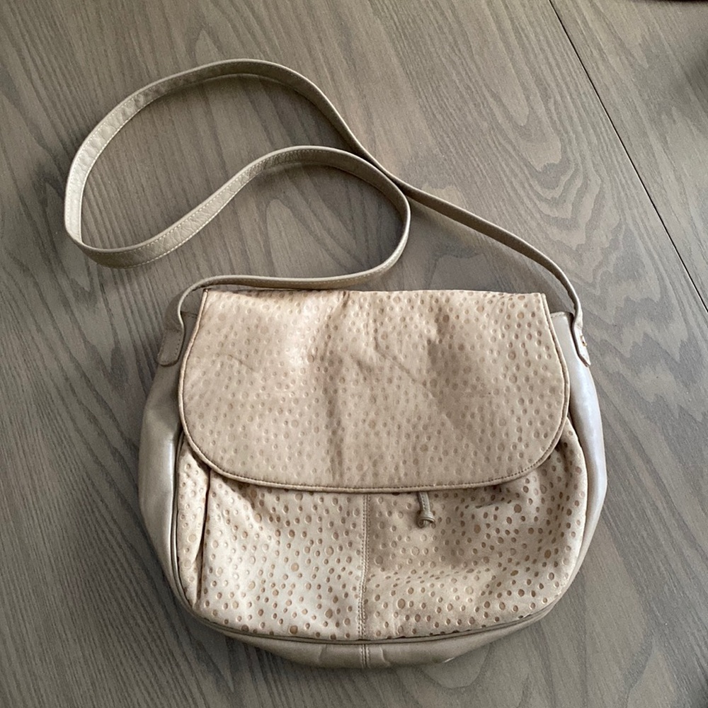 vintage leather camel Halston crossbody purse